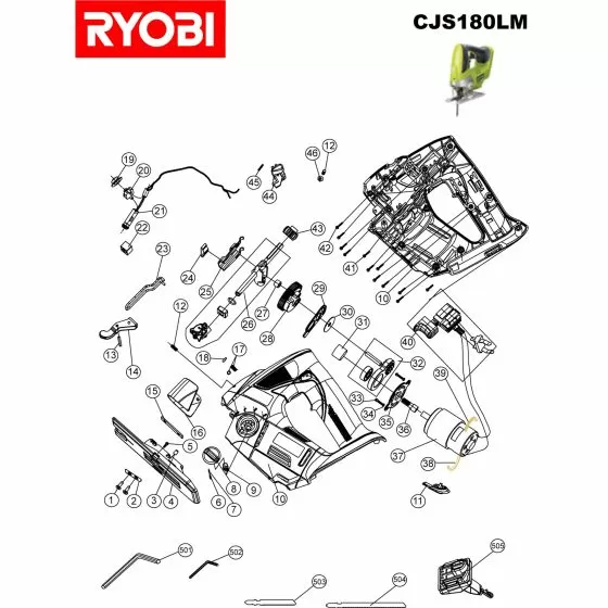 Ryobi LCS180M Spare Parts List Type: 5133001042